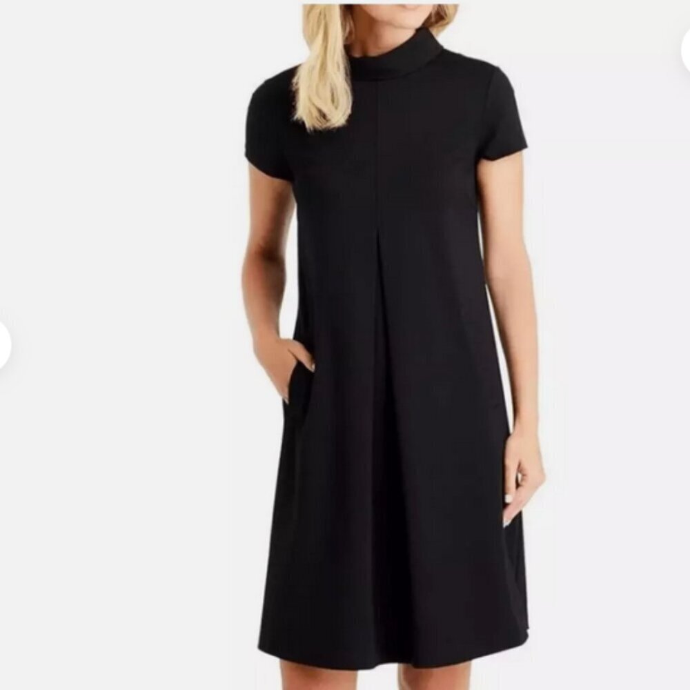 J. McLaughlin Leila Cap Sleeve Pleated‎ Front Dress Peter Pan Collar Flare Dress